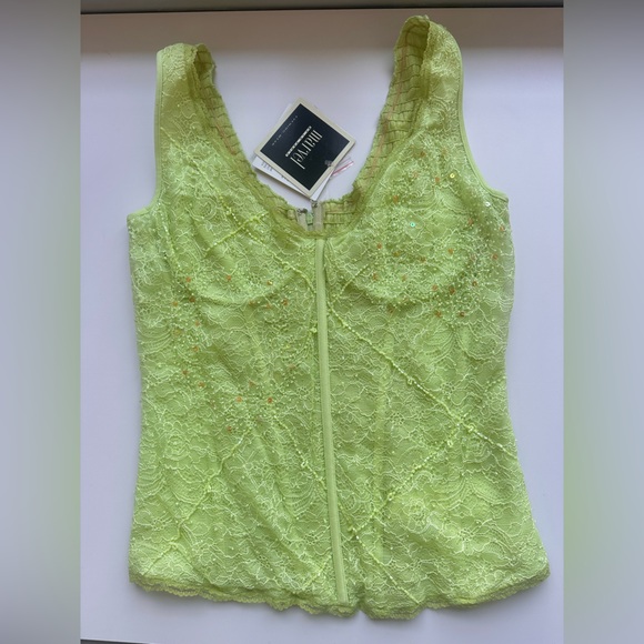 La Perla Vintage Lime Green Lace beaded Women Top - Picture 6 of 12